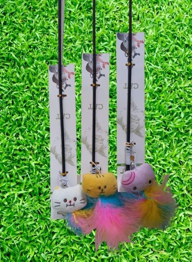 Smart Pups Cat Retractable Bell Teaser Wand Toy, Interactive Natural Feather Cat Kitten Toy - Image 4
